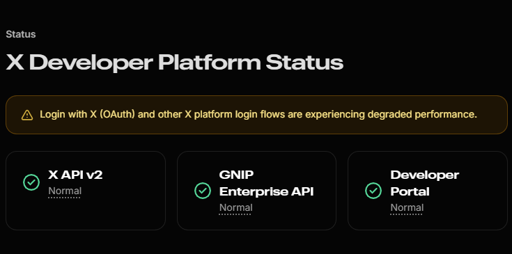 X status page as of 5-23-25