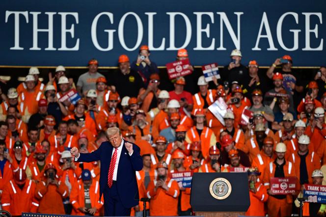 Donald Trump after his speech at US Steel Mon Valley Works-Irvin, West Mifflin, Pennsylvania, May 30, 2025.