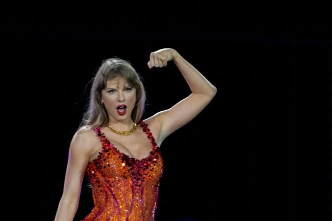 Taylor Swift performing live at Hard Rock Stadium in Miami Gardens, Florida, on October 18, 2024.