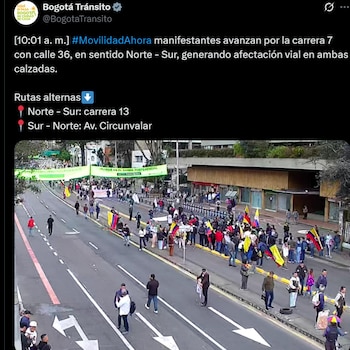 Manifestantes avanzan por la carrera