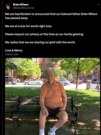 The announcement of Wilson's passing
