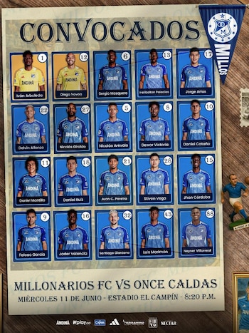 Millonarios' lineup for the