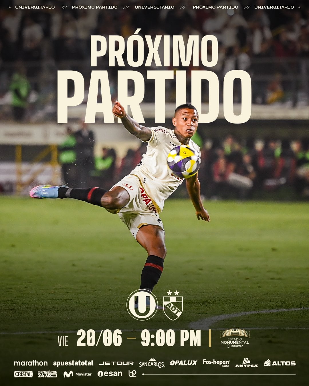 Anuncio del Universitario vs ADT en el estadio Monumental por Liga 1 2025. - créditos: Universitario