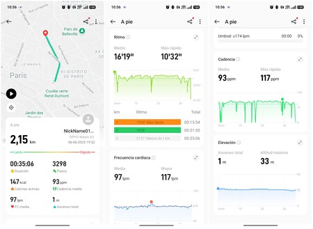 Report generated by the app after using a sports mode. | Image: Xataka