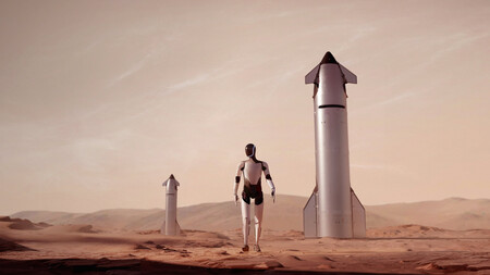 Tesla Optimus robots on Mars