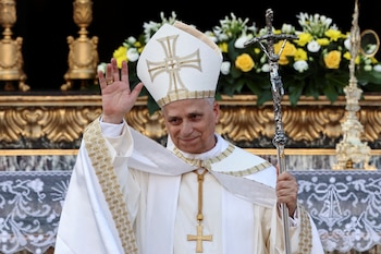 Pope Leo XIV waves at