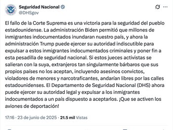 El DHS celebró el fallo