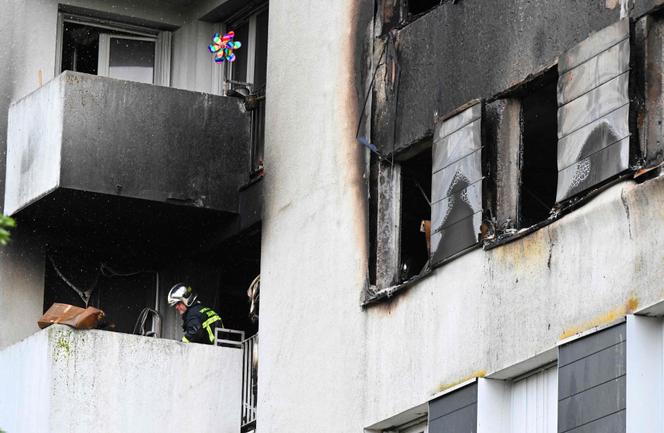 Firefighter at a residential building where a fire broke out on June 6, 2025.