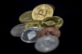 Physical representations of several cryptocurrencies