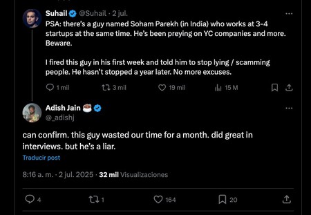 Soham Parekh ex -chief messages
