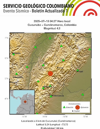 Colombian Geological Service on the Earthquake 4.2 in Cundinamarca