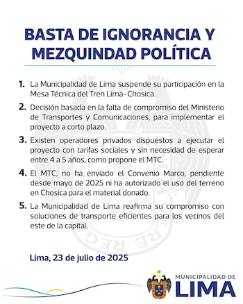 The Metropolitan Municipality of Lima