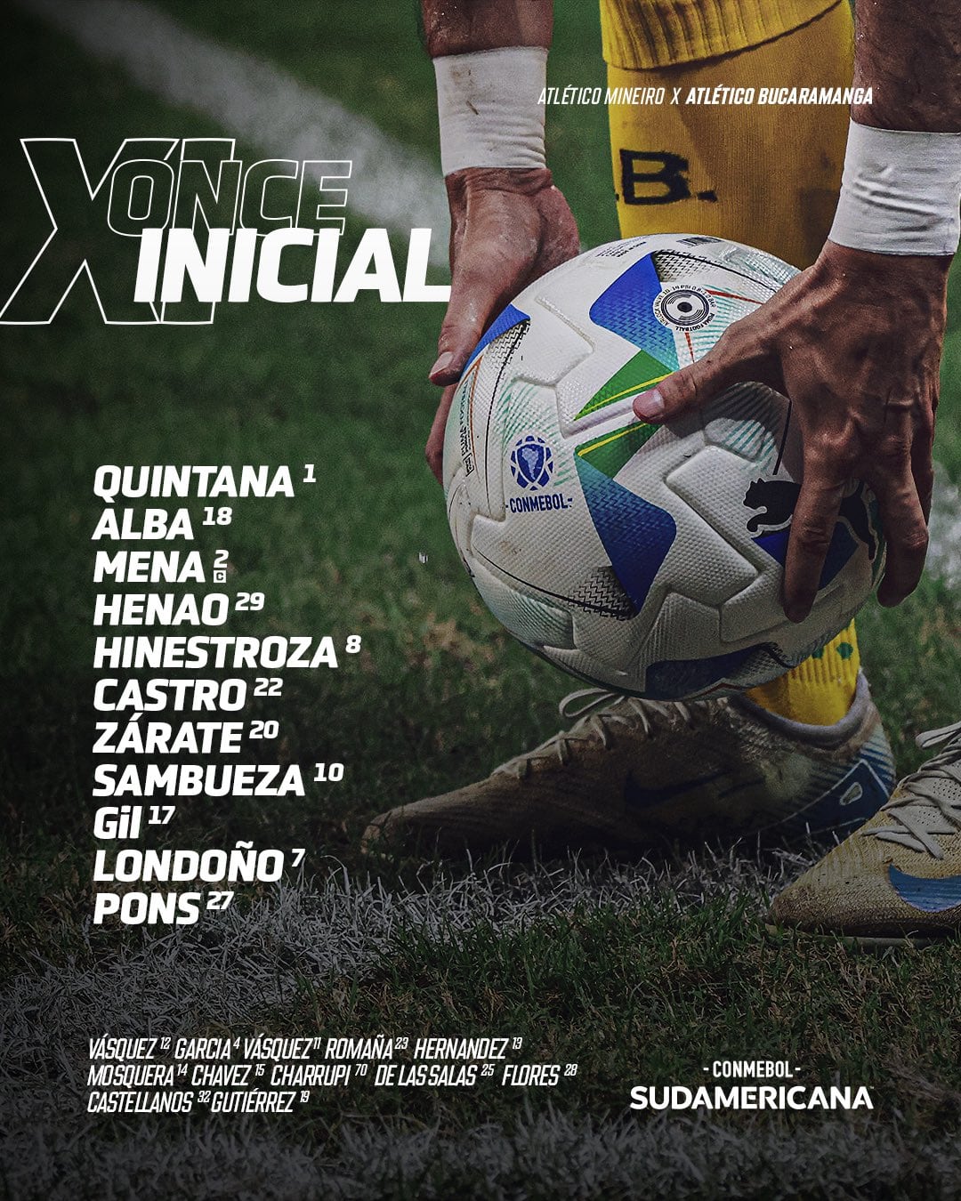 This is the formation with which Bucaramanga will seek the classification in the South American Cup against Atlético Mineiro - Credit Atlético Bucaramanga