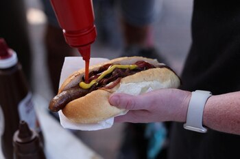 A hot dog (Reuters/Hollie Adams)