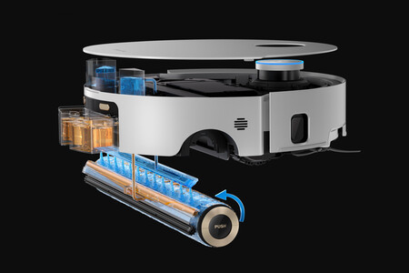 Scheme of the roller-shaped mop of Dreame Aqua10 Ultra Roller Complete | Image: Xataka