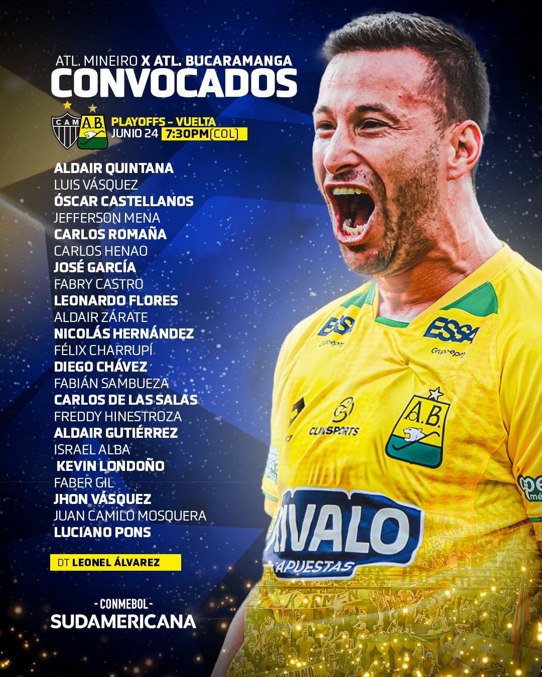 Summoned by Atlético Bucaramanga for the party against Mineiro - Credit Atlético Bucaramanga