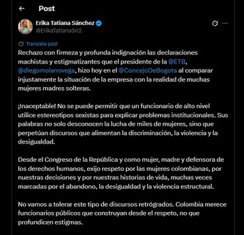 Erika Sánchez also rejected the