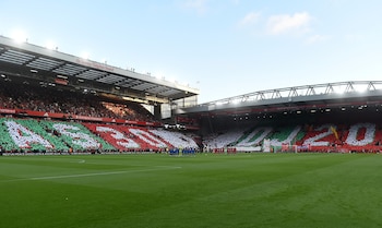 Special decoration in the stands of Anfield