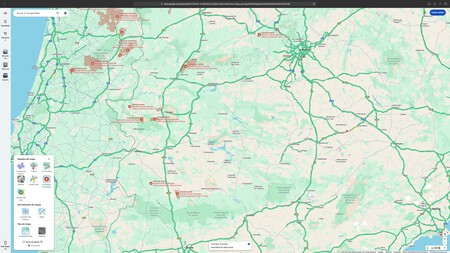 Another view of Google Maps showing active forest fires