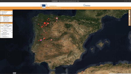 Copernicus System showing forest fire data