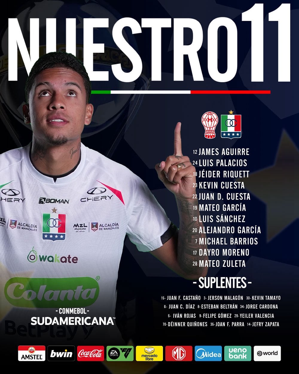 Alignment of Once Caldas to face the hurricane in Argentina, for Copa Sudamericana - Credit Once Caldas
