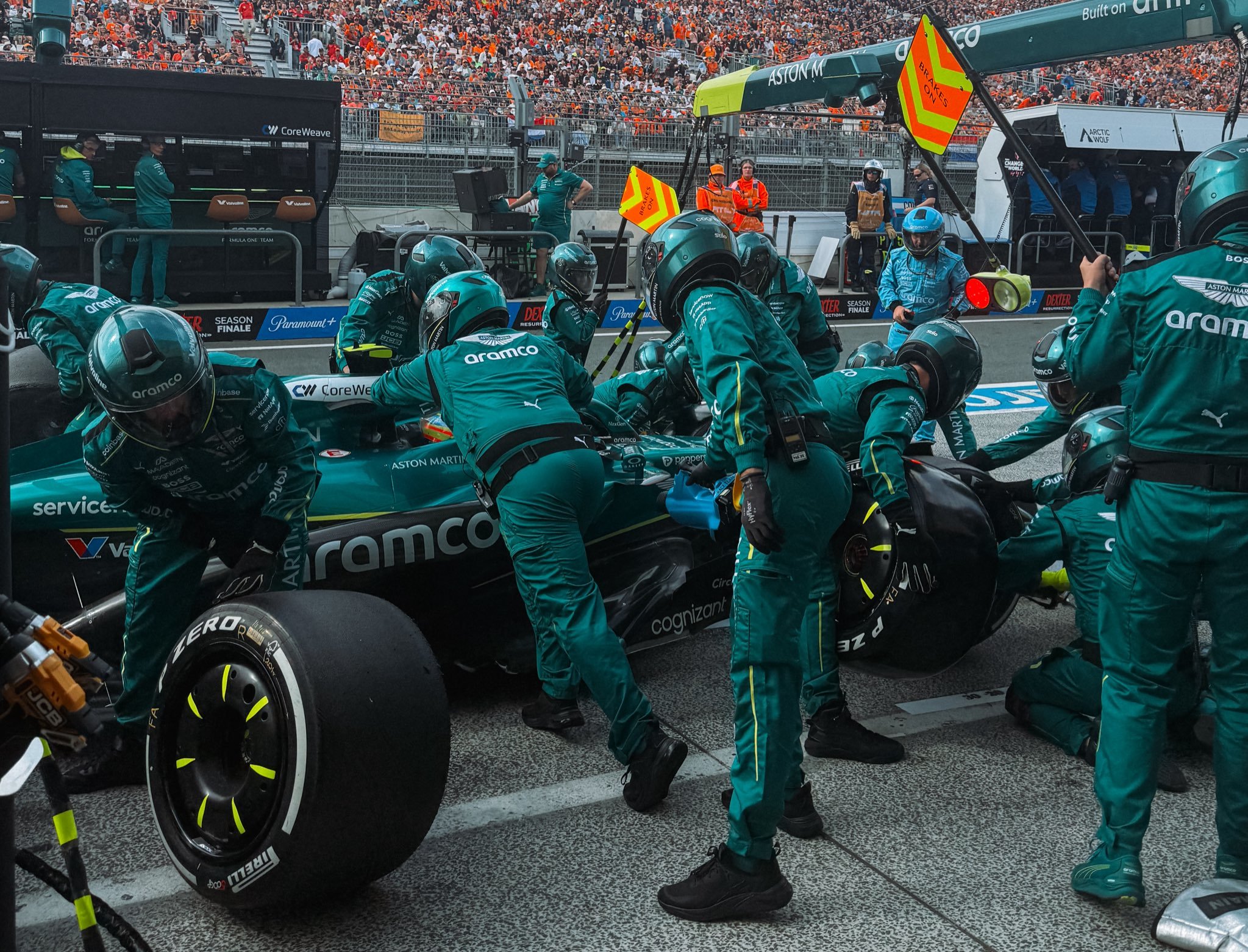 Alonso in a pit stop during the race