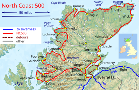 Map of North Coast 500 Scotland
