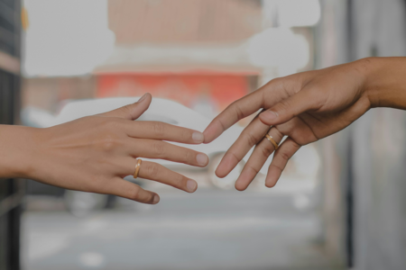 Couple holding hands