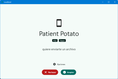 Patient potato (my mobile) sending files to Bright Melon (my PC) | Image: Xataka