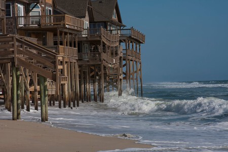 Hurricane/Tropical Storm Rodanthe, NC, Waves Pounding Supports