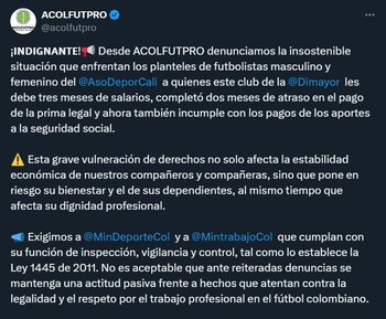 Acolfutpro denounced the situation of