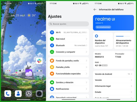 Realme Note 70T Software Screens