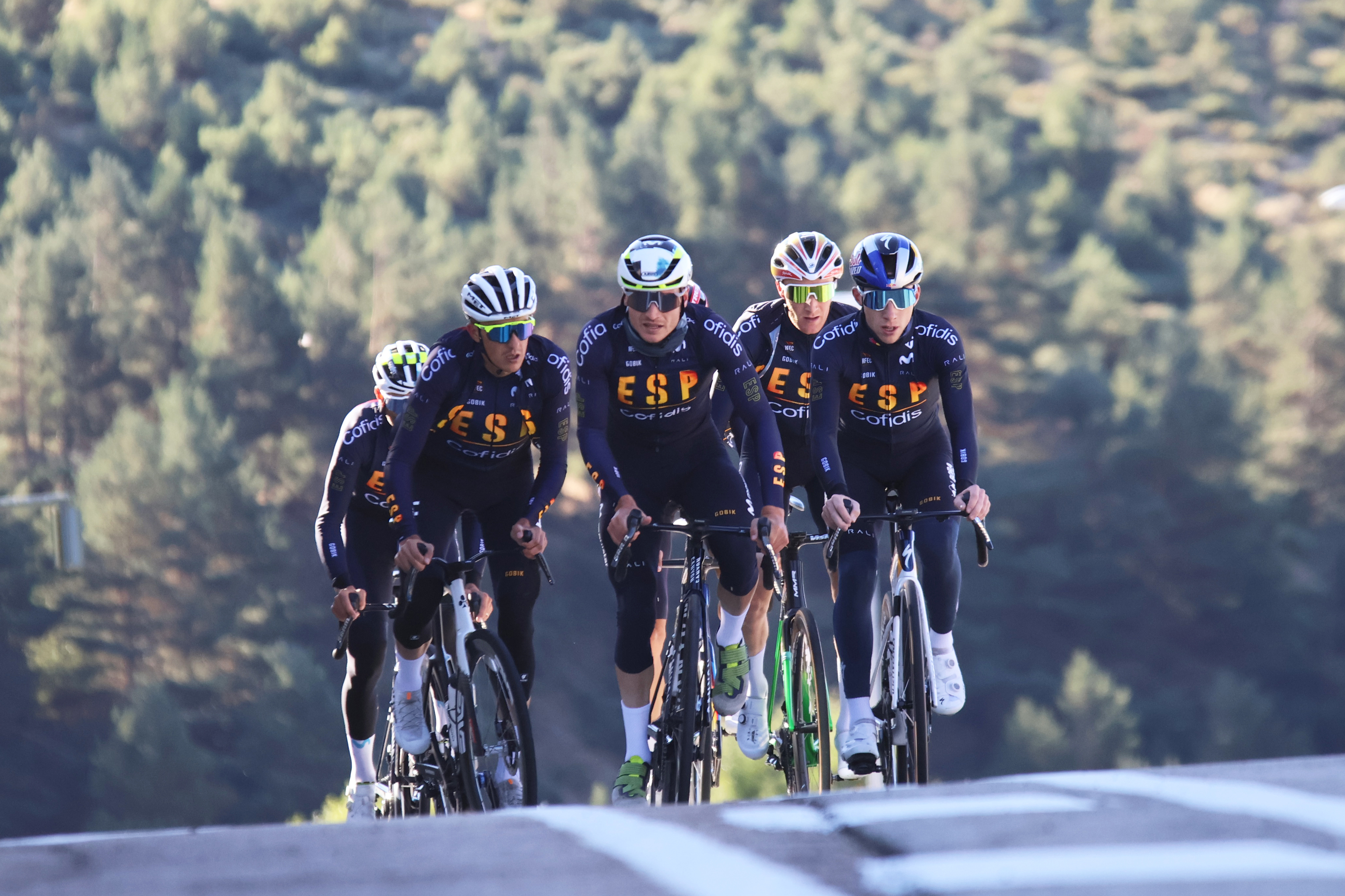 The selection runners during a training session.