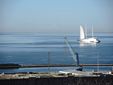 Sailing Yacht A docked in Trieste