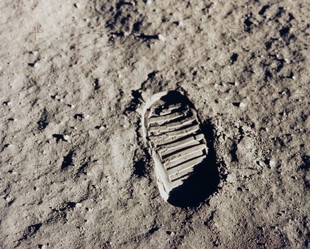 Buzz Aldrin's footsteps on the Moon