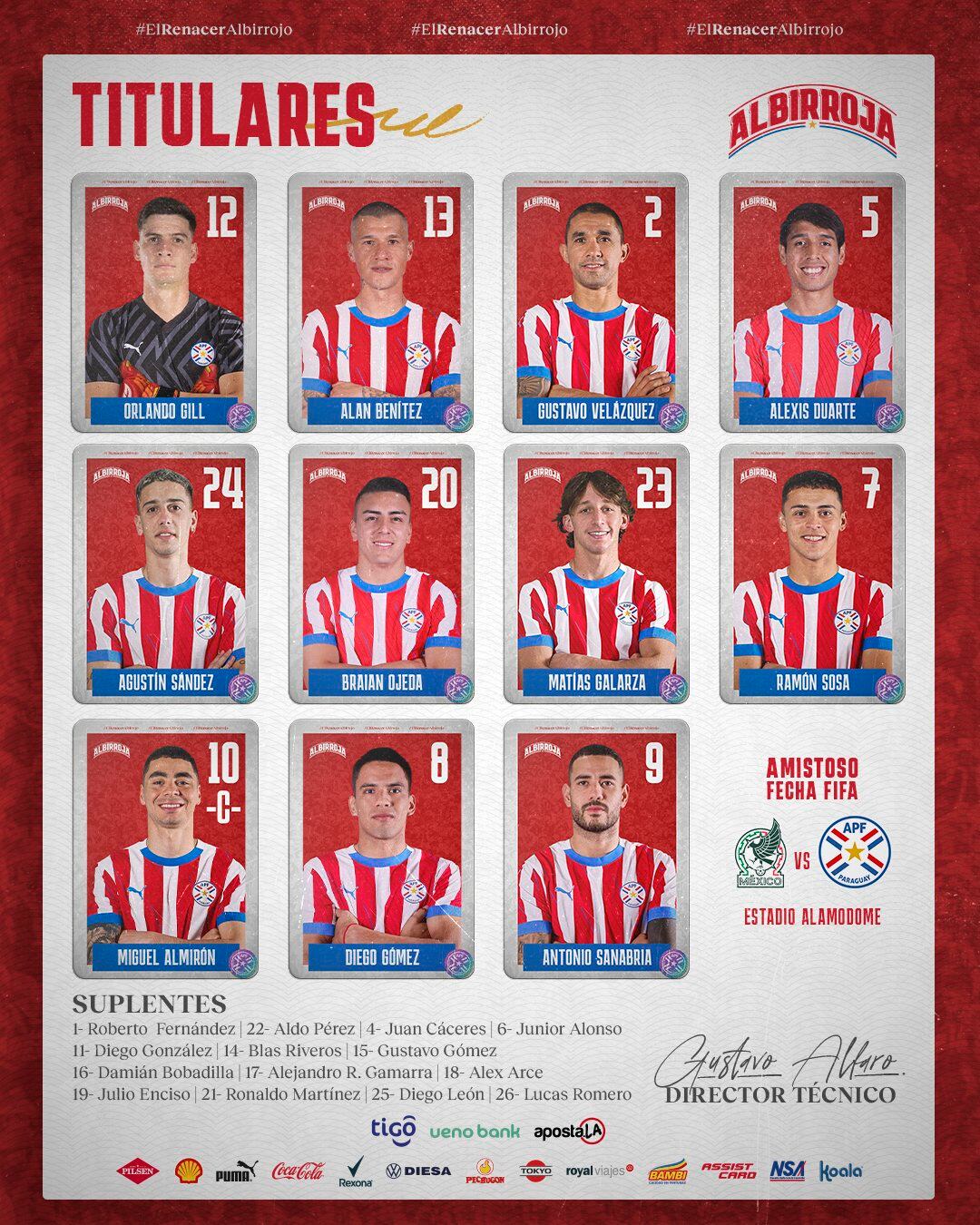 Paraguay lineup (X/ @Albirroja)