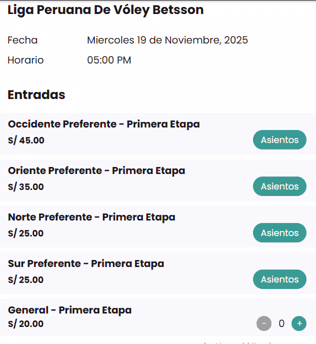 Ticket prices for Alianza Lima vs Deportivo Soan