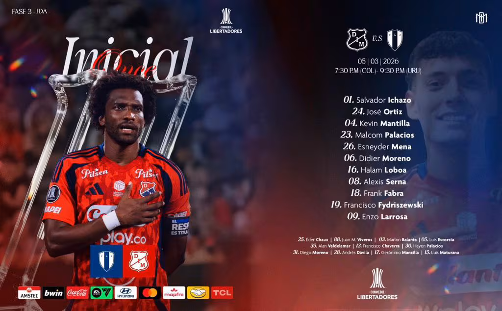 Medellín formation to face Youth in Montevideo - DIM credit