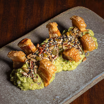 Guacamole with Barracuda pork rinds