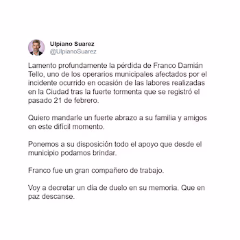 Mayor Ulpiano Suárez decreed
