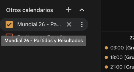 World Cup matches list in Google Calendar