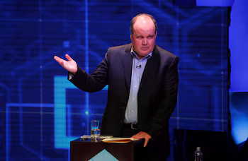 Rafael López Aliaga during a candidate debate