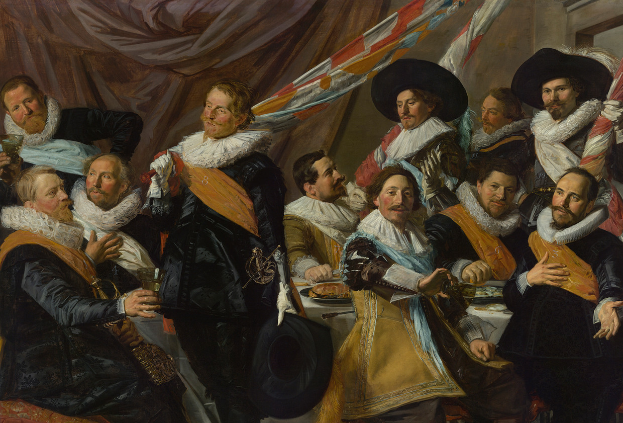'Fiesta de los oficiales de la milicia de San Jorge' (ca. 1627).  Museo Frans Hals, Haarlem.  Imagen del Rijksmuseum