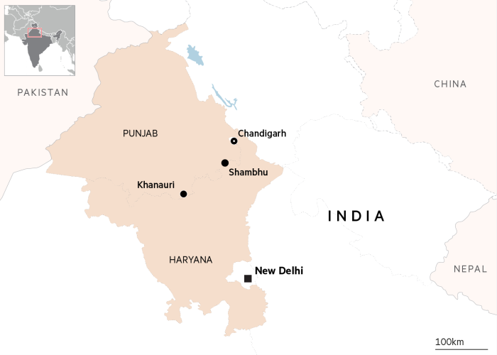 Mapa de la India y el estado de Punjab