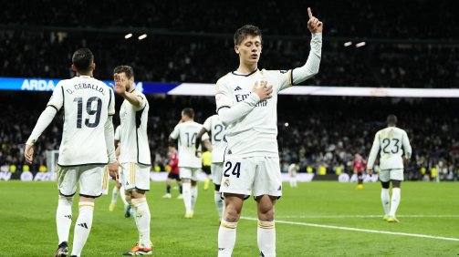 Arda Güler celebra un gol de la Real.