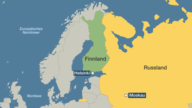Mapa: Finlandia y Rusia
