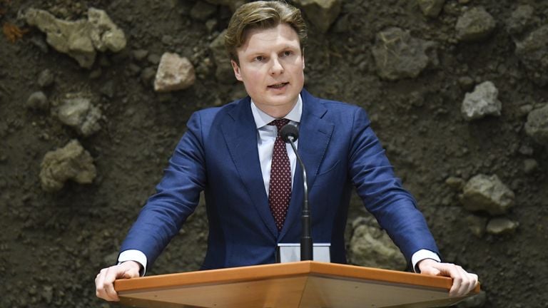 Ruben Brekelmans durante un debate sobre la acogida de los ucranianos en febrero (foto: ANP).