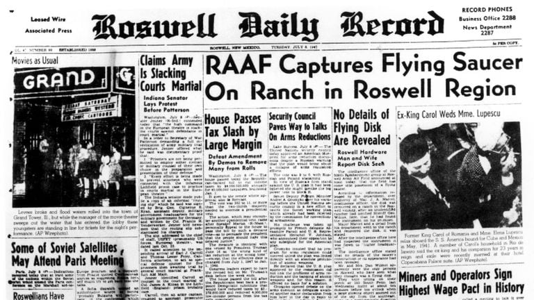 El Roswell Daily Record informó sobre el OVNI en 1947.  (foto: ANP).