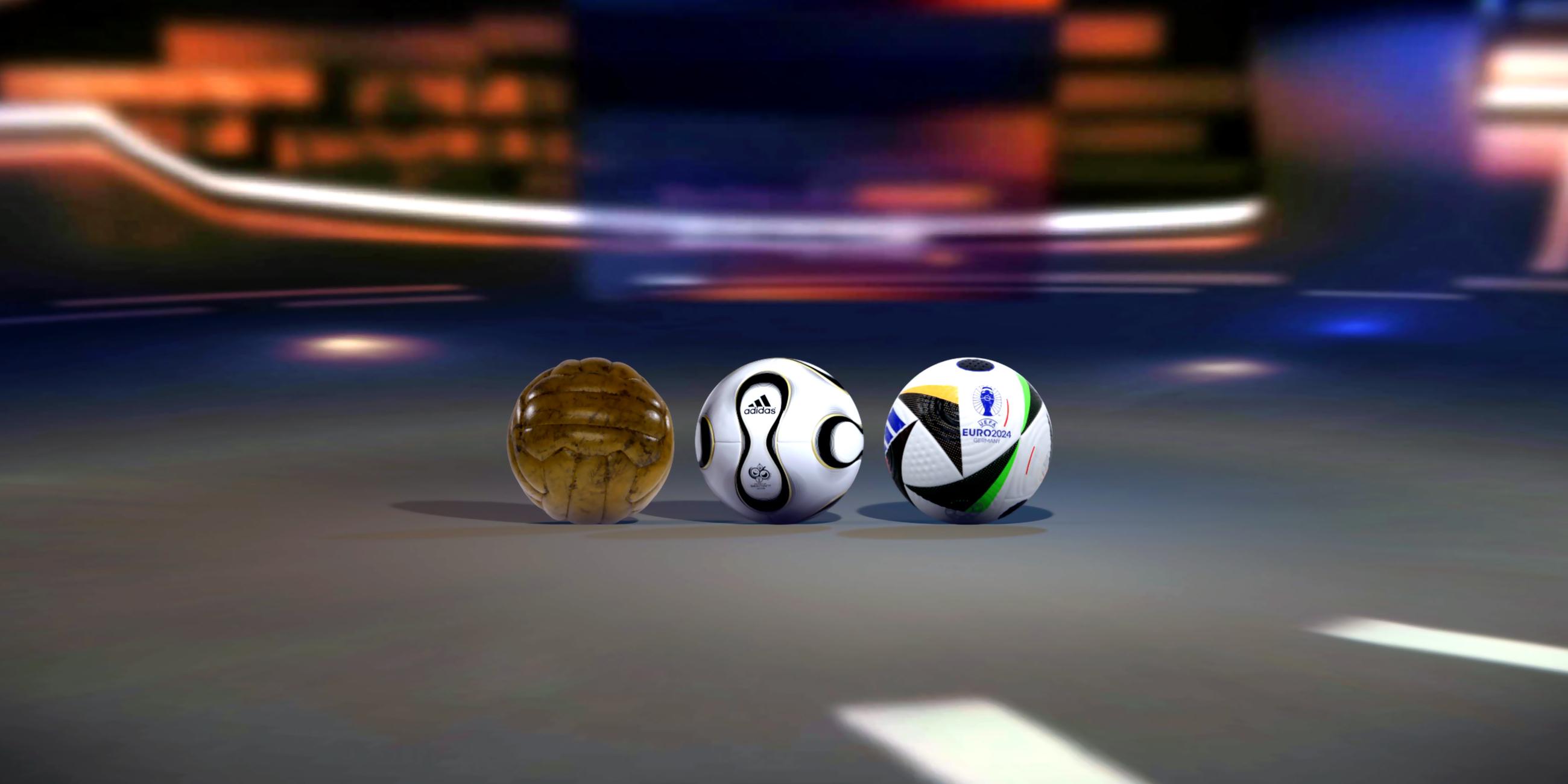Balones de fútbol del Mundial de 1954, Mundial de 2006 y Eurocopa de 2024