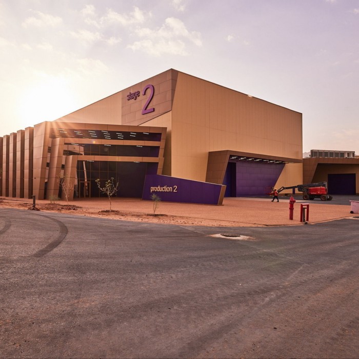 Uno de los escenarios insonorizados del nuevo complejo de estudios cinematográficos cerca de la ciudad saudí de AlUla 